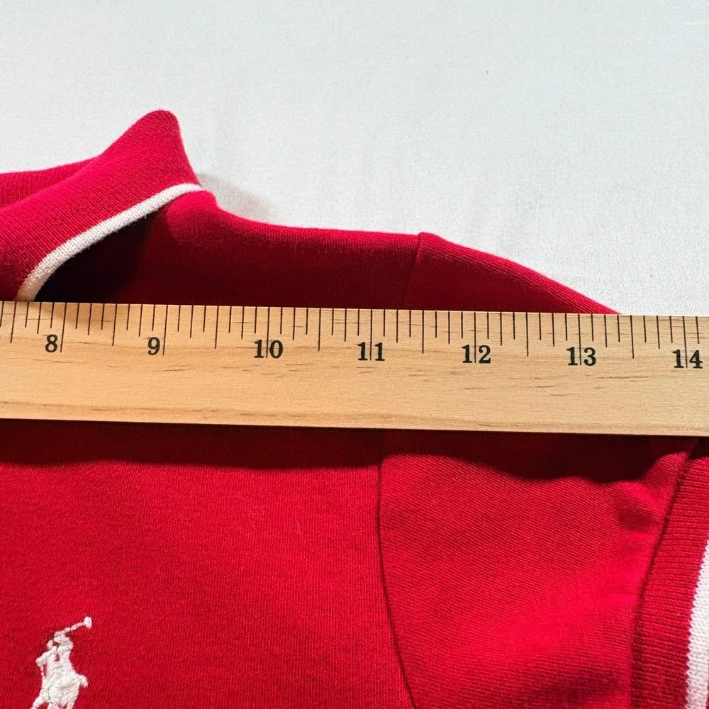Ralph Lauren Polo Dress Girls Large Red Cotton Short Sleeve Tipped Collar Pony